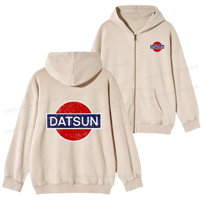 Tokyo-Tiger Datsun Vintage Car Washed Zip Hoodie