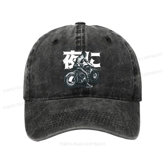 Tokyo-Tiger Motorcyclist Japanese Night Rider Washed Cap