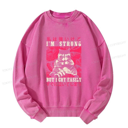 Tokyo-Tiger I Am Strong Raccoon Washed Sweatshirt