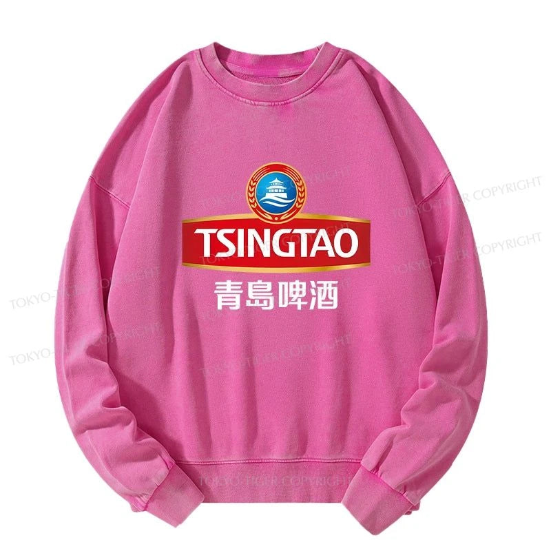 Tokyo-Tiger Qingdao Beer Logo Washed Sweatshirt