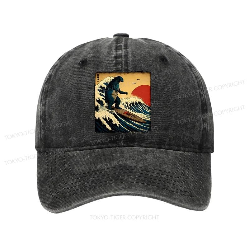 Tokyo-Tiger The Great Wave Godzilla Washed Cap