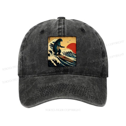 Tokyo-Tiger The Great Wave Godzilla Washed Cap