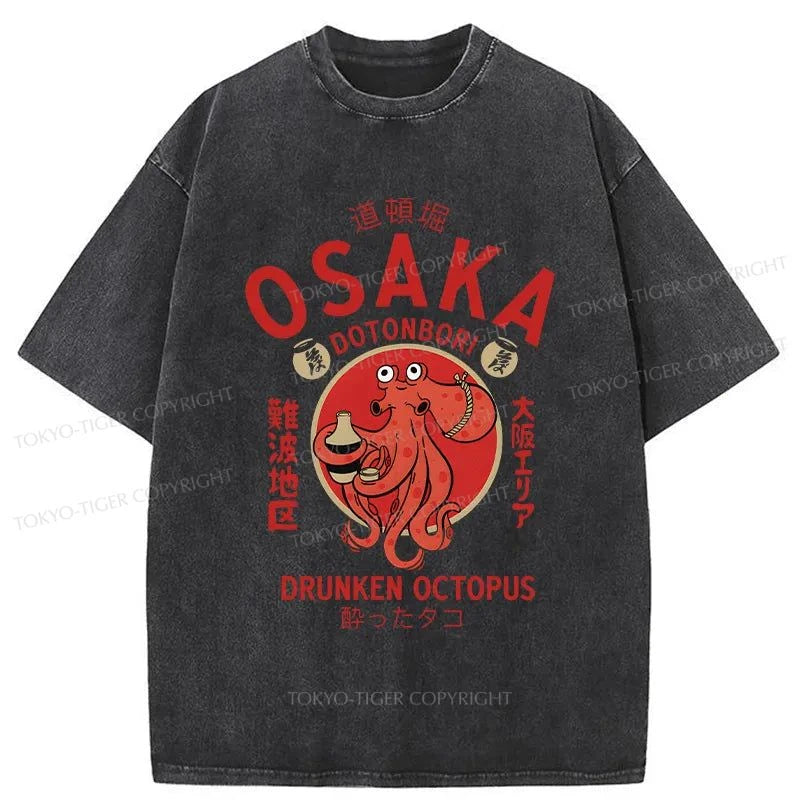 Tokyo-Tiger Drunken Octopus Japan Washed T-Shirt