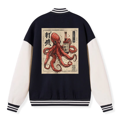 Tokyo-Tiger Osaka Saké Octopus Embroidery Varsity Jacket