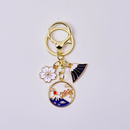 Tokyo-Tiger Mt. Fuji And Cherry Blossoms Keychain