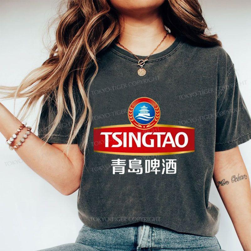 Tokyo-Tiger Qingdao Beer Logo Washed T-Shirt