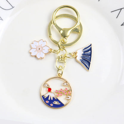 Tokyo-Tiger Mt. Fuji And Cherry Blossoms Keychain