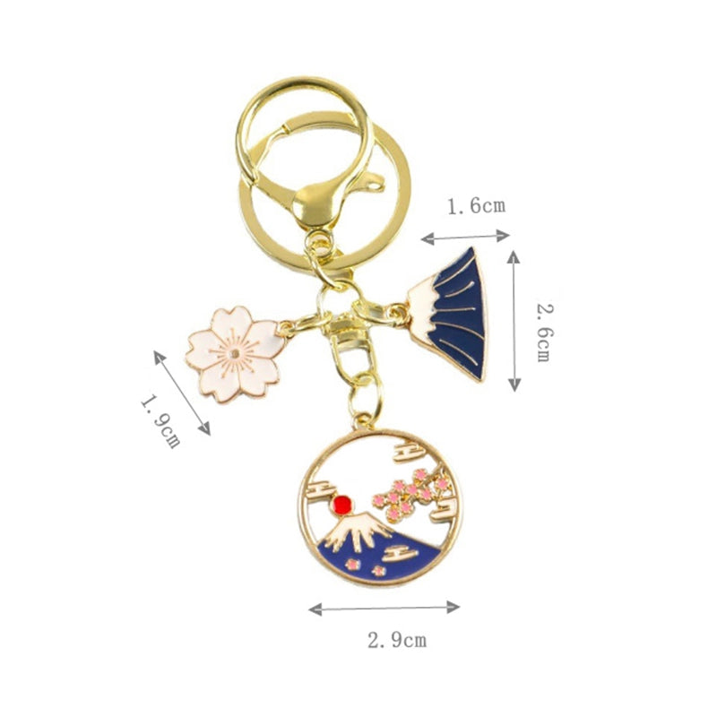 Tokyo-Tiger Mt. Fuji And Cherry Blossoms Keychain