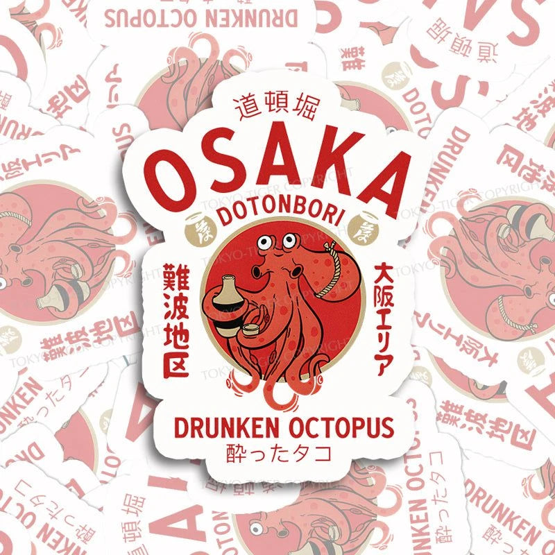 Tokyo-Tiger Drunken Octopus Japan Sticker