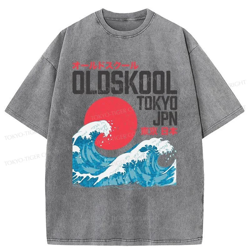 Tokyo-Tiger Old Skool Tokyo Japan Washed T-Shirt