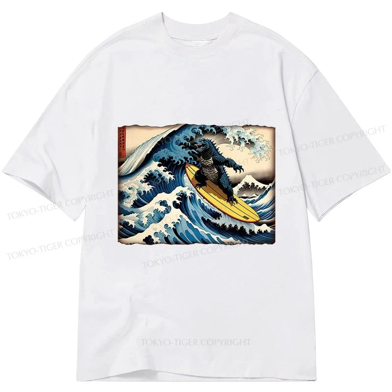 Tokyo-Tiger Dinosaur Surfing Japanese Classic T-Shirt