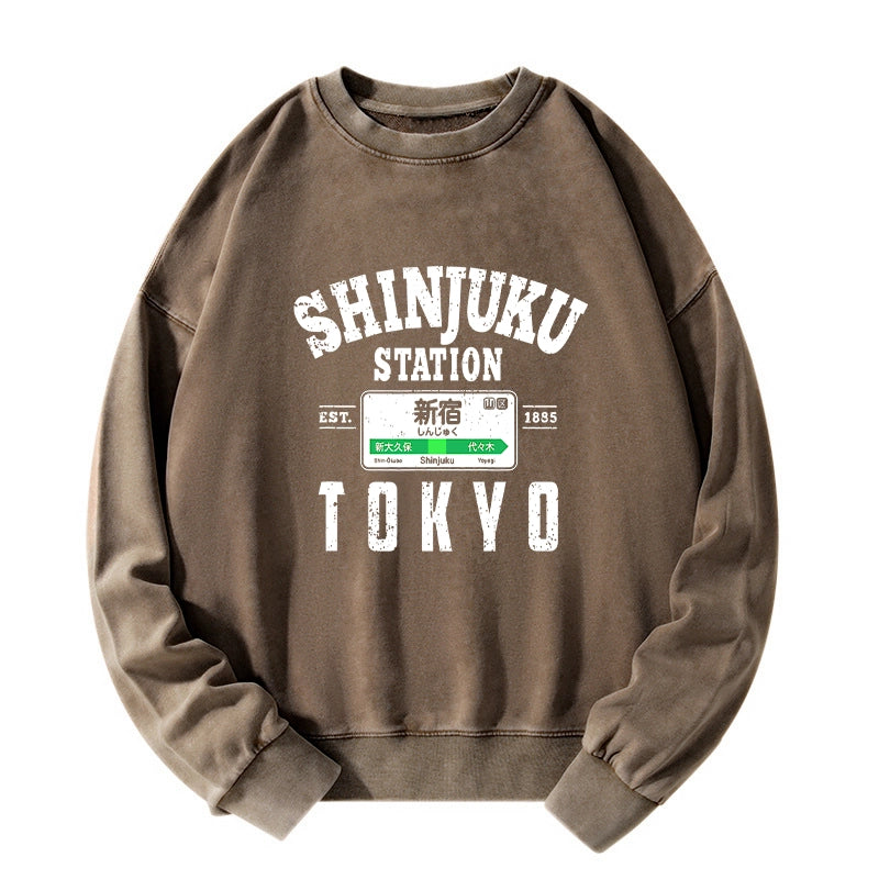 Tokyo-Tiger Shinjuku Station Yamanote Line Washed Sweatshirt