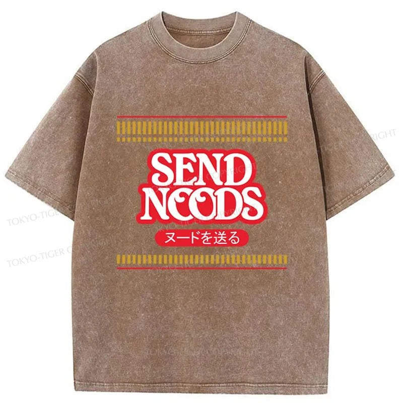 Tokyo-Tiger Send Noods Logo Japanese Washed T-Shirt