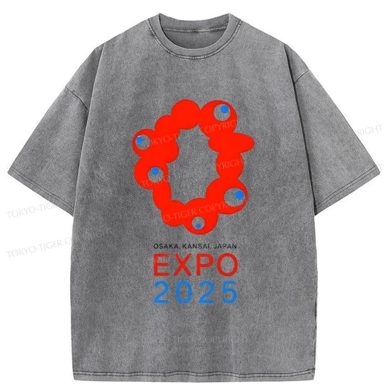 Tokyo-Tiger Logo Of EXPO 2025 Washed T-Shirt