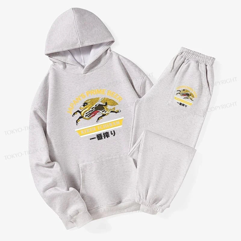 Tokyo-Tiger Kirin Ichiban Beer Logo Japanese Fleece Lined Hoodie Set