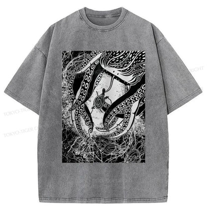 Tokyo-Tiger Blackwork Creatures Washed T-Shirt