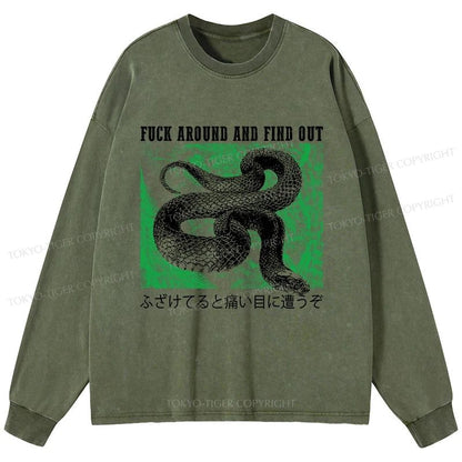 Tokyo-Tiger Cold And Heartless Snake Washed Long Sleeve T-Shirt