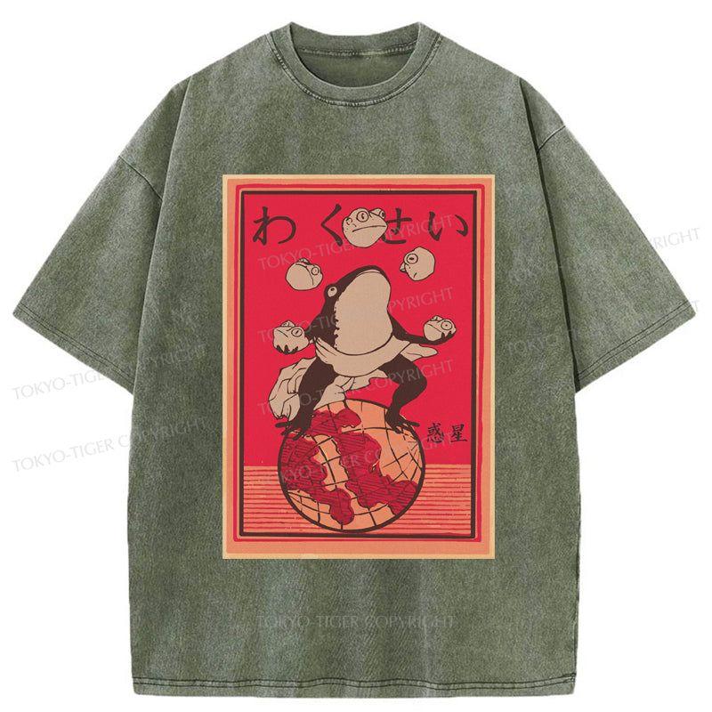 Tokyo-Tiger Wakusei Frog Funny Washed T-Shirt