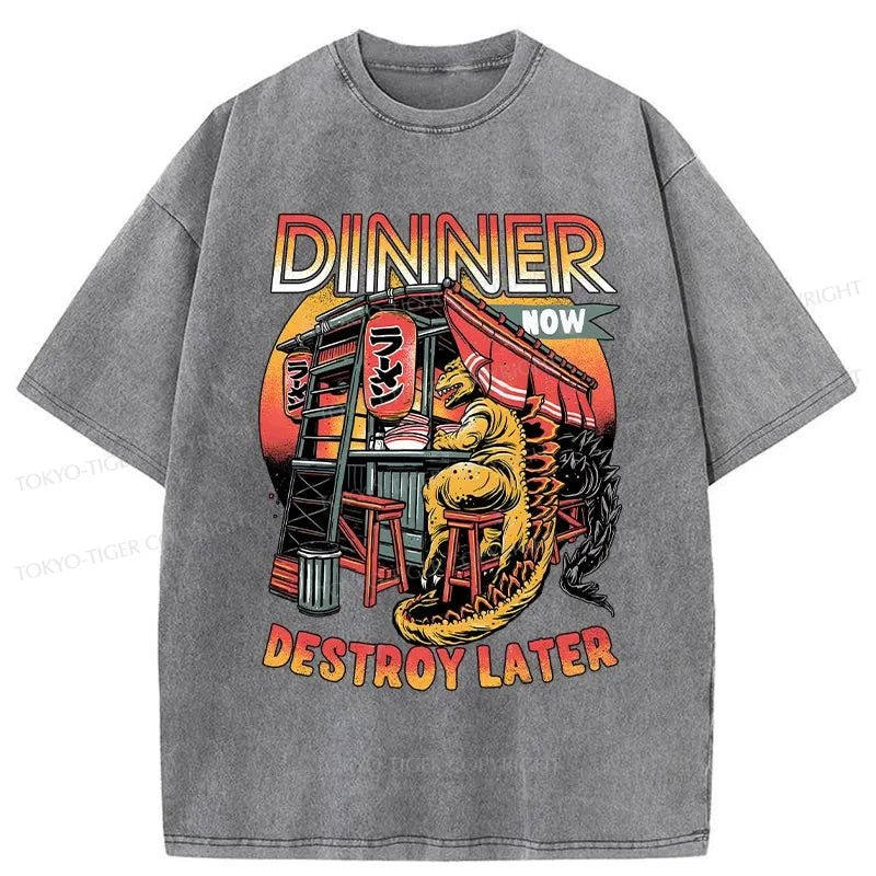 Tokyo-Tiger Dinner Now Destroy Later Washed T-Shirt