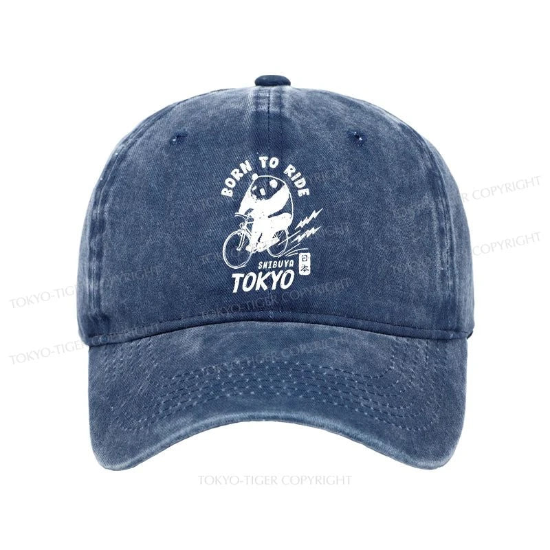 Tokyo-Tiger Pandas Ride Bicycles Washed Cap