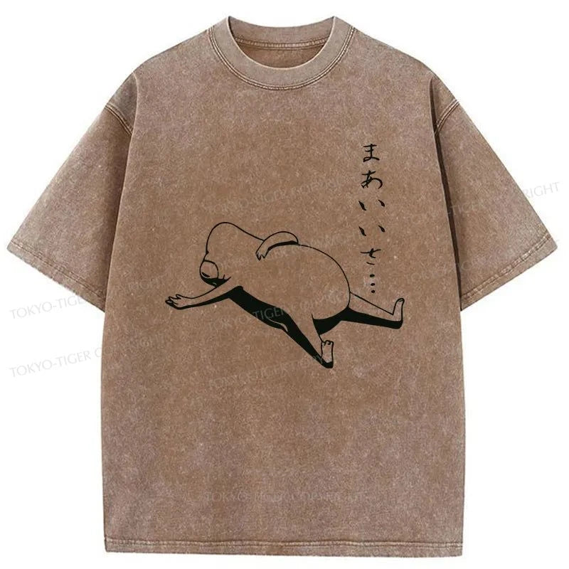 Tokyo-Tiger Lying Flat Frog Washed T-Shirt