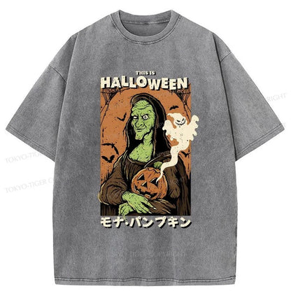 Tokyo-Tiger Mona Lisa Smile On Halloween Washed T-Shirt