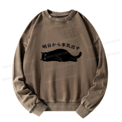 Tokyo-Tiger I'm Going To Get Serious Tomorrow Washed Sweatshirt