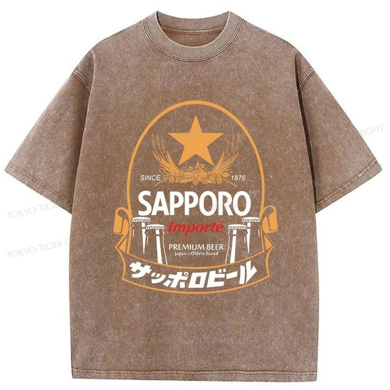 Tokyo-Tiger Sapporo Beer Japanese Memorabilia Washed T-Shirt