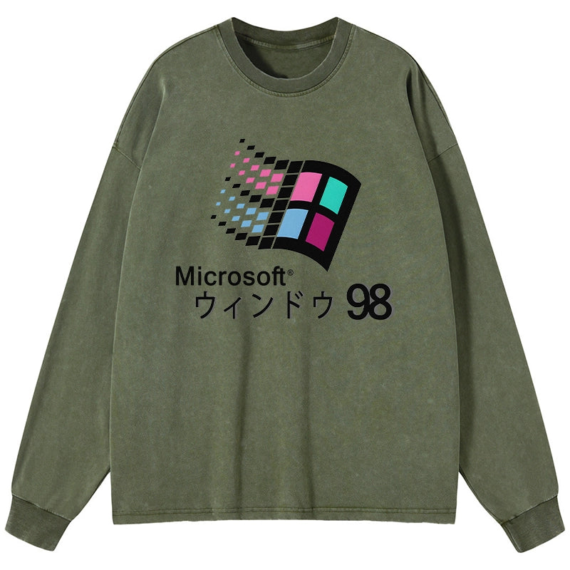 Tokyo-Tiger Microsoft Windows 98 Washed Long Sleeve T-Shirt