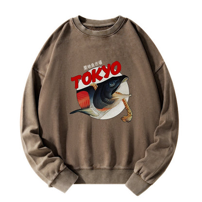 Tokyo-Tiger Vintage Japanese Tsukiji Fish Market Washed Sweatshirt