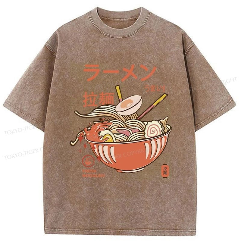 Tokyo-Tiger Fresh Ramen Noodles Washed T-Shirt