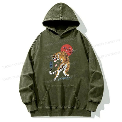 Tokyo-Tiger Tiger Blossom Japanese Sakura Washed Hoodie