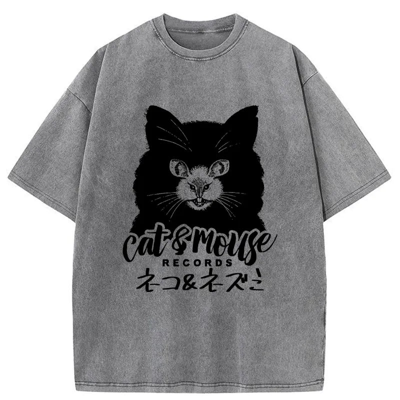 Tokyo-Tiger Cat & Mouse Japanese Washed T-Shirt