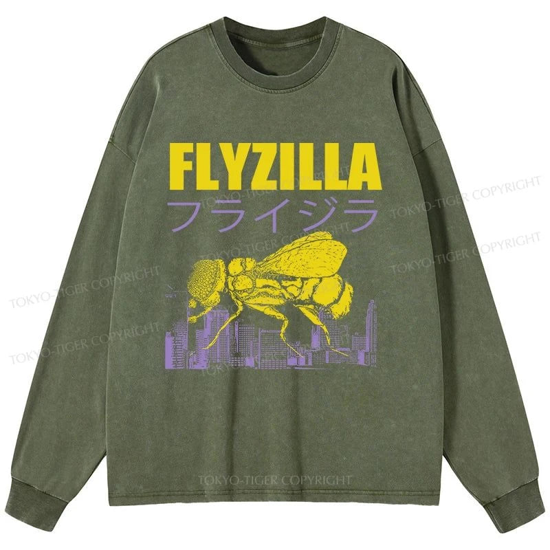 Tokyo-Tiger Giant Fly Japanese Washed Long Sleeve T-Shirt