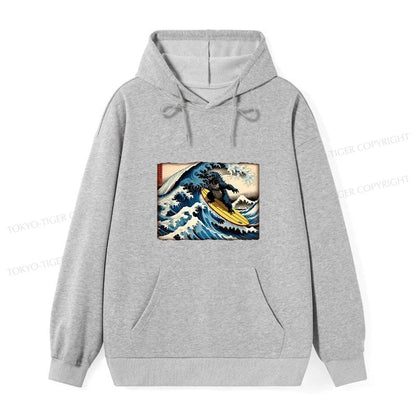 Tokyo-Tiger Dinosaur Surfing Japanese Classic Hoodie