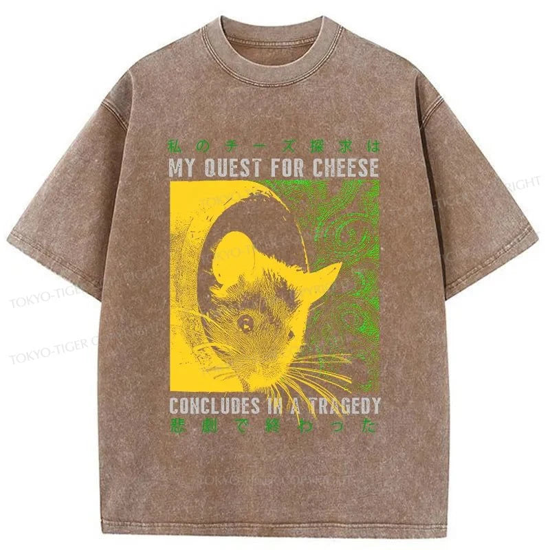 Tokyo-Tiger Mouse Has A Passion For Cheese Washed T-Shirt