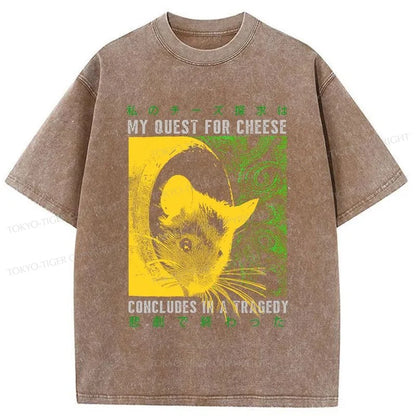 Tokyo-Tiger Mouse Has A Passion For Cheese Washed T-Shirt