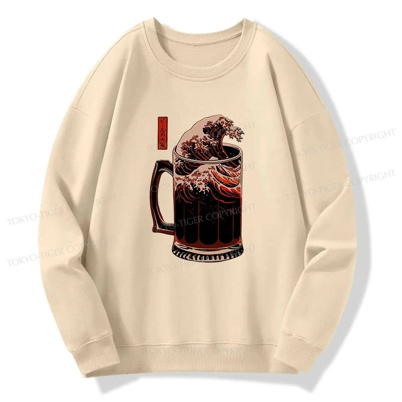 Tokyo-Tiger The Great Wave Of Beer Japanese Sweatshirt