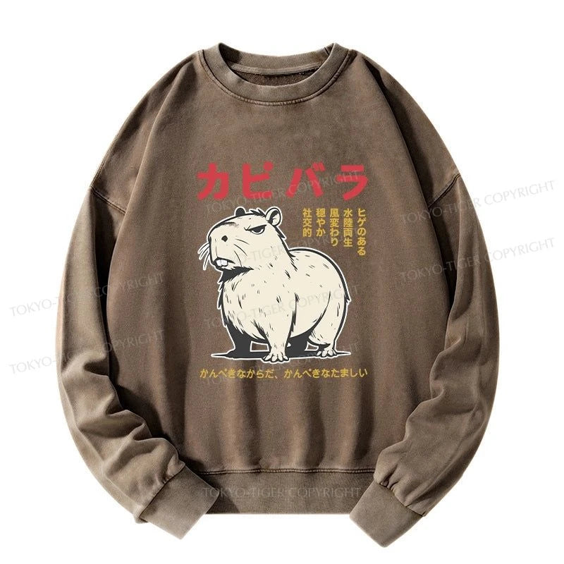 Tokyo-Tiger Angry Capybara Japan Washed Sweatshirt