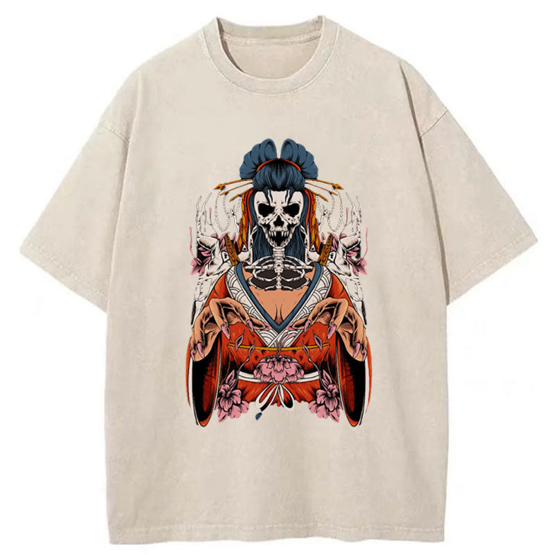 Tokyo-Tiger Skull Oni Geisha Washed T-Shirt