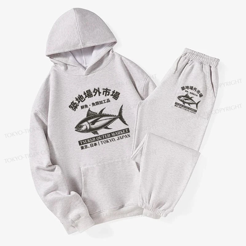 Tokyo-Tiger Sakana Tsukiji Fish Market Fleece Lined Hoodie Set