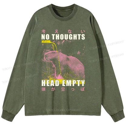 Tokyo-Tiger No Thoughts Head Empty Washed Long Sleeve T-Shirt