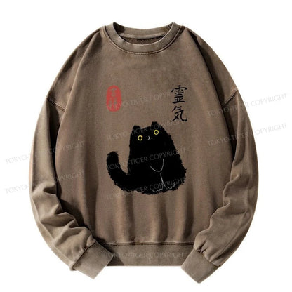 Tokyo-Tiger Black Civet Cat Washed Sweatshirt