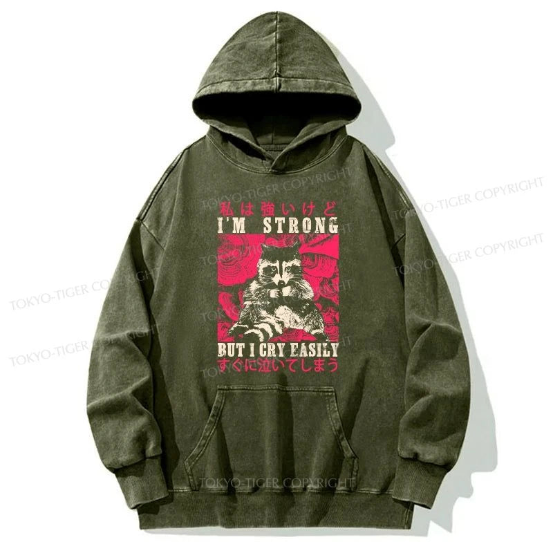 Tokyo-Tiger I Am Strong Raccoon Washed Hoodie