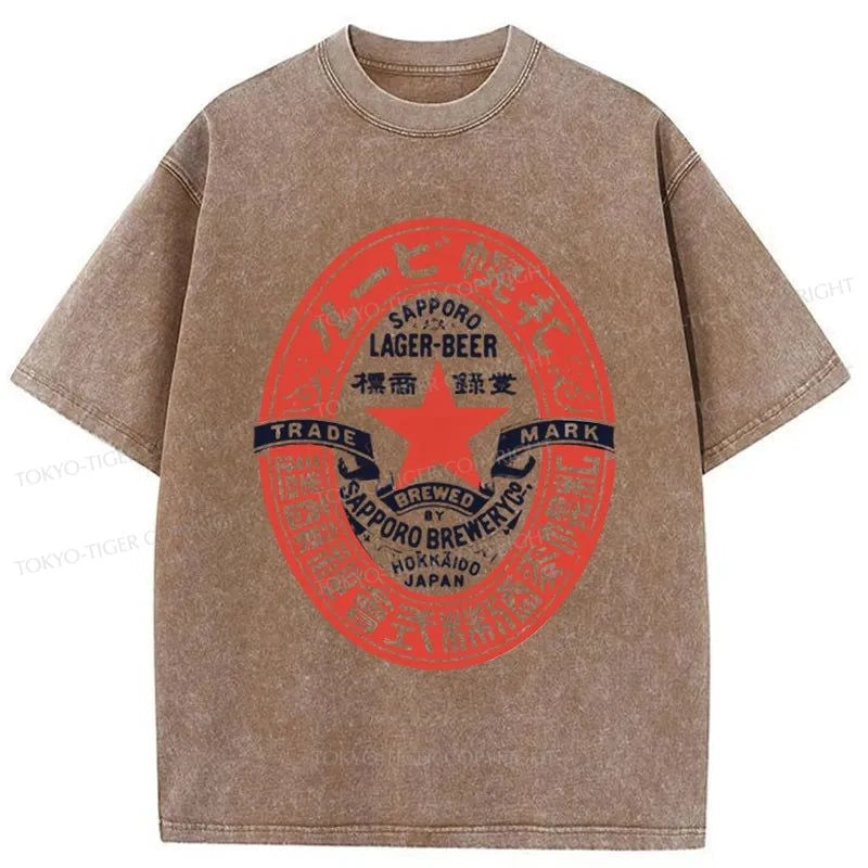 Tokyo-Tiger Vintage Sapporo Lager Beer Washed T-Shirt