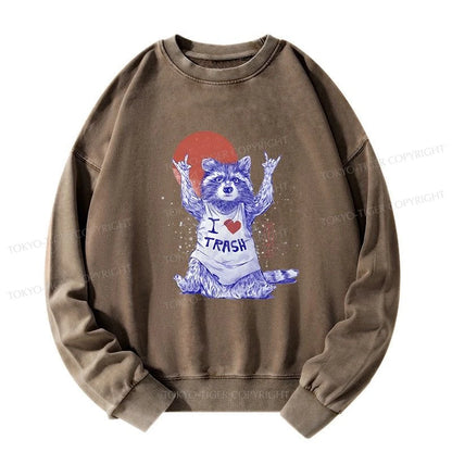 Tokyo-Tiger I love Trash Washed Sweatshirt