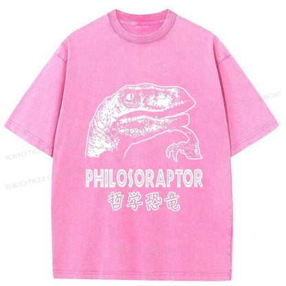 Tokyo-Tiger Philosoraptor Funny Washed T-Shirt