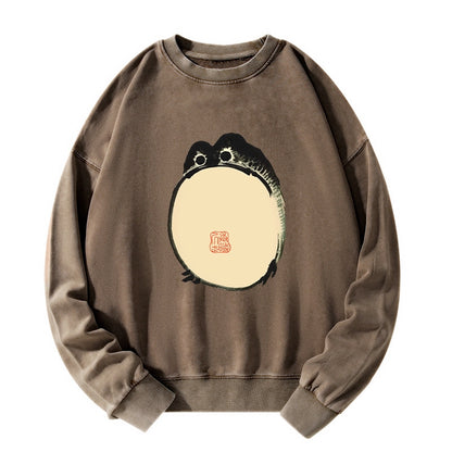 Tokyo-Tiger Grumpy Frog Japanese Washed Sweatshirt