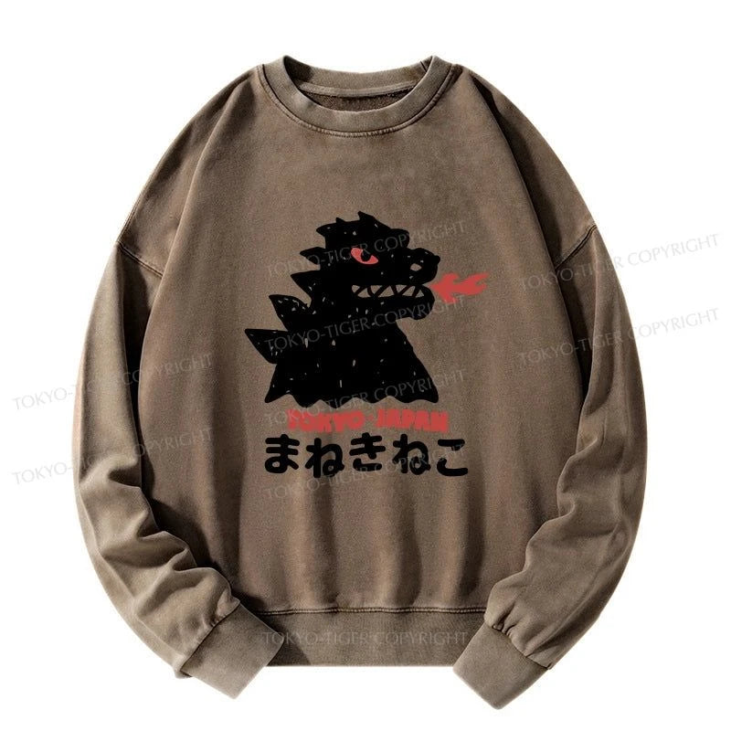 Tokyo-Tiger Japanese Fortune Cat Washed Sweatshirt