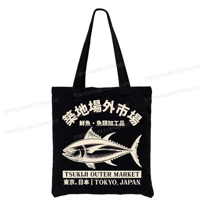 Tokyo-Tiger Japan Tsukiji Fish Market Tote Bag